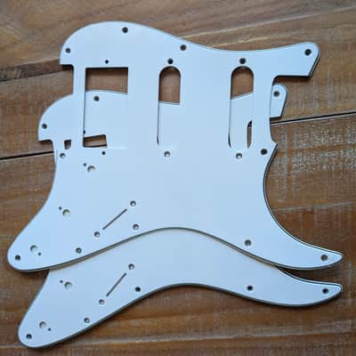 Unbranded Qty-2 Stratocaster 3-Ply HSS 12 Hole Guitar Pickguards White Un-Used image 1