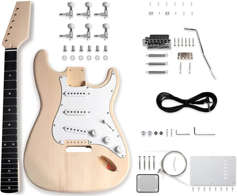 Electric Guitar Kit Beginner Kits 6 String Right Handed with Basswood Body Maple Neck Poplar Fingerboard Build Your Own Guitar. image 1