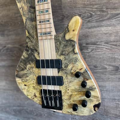 MGbass WaveBird Burl 4 strings bartolini pickup & preamp abalone inlay image 7