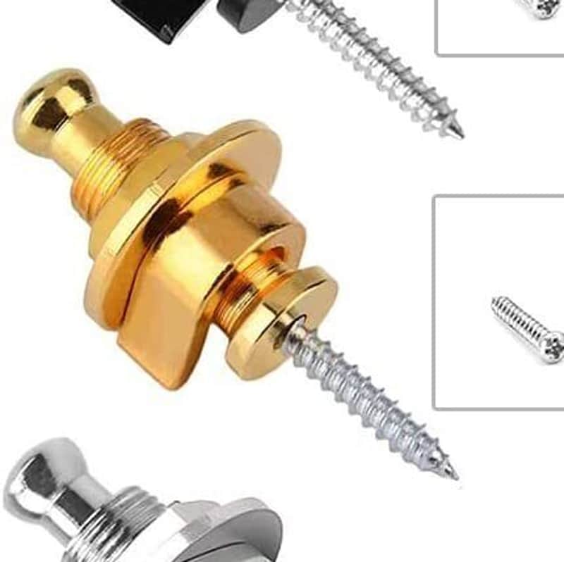 Strap Lock Locking Fastener Strap Metal Button Guitar/Bass Set image 1