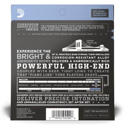 D'Addario EPS165 ProSteels Bass Guitar Strings 45-105 Long Scale image 3