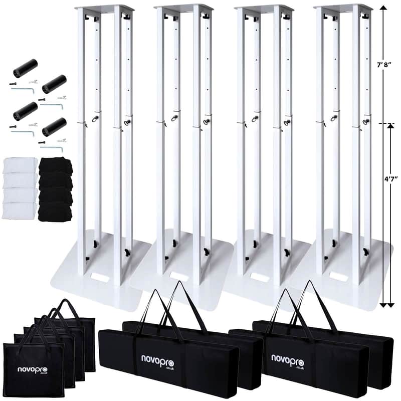 Novopro PS1XXL White Variable Height DJ Podium Stand w/ Scrims & Bag (4 Pack) image 1