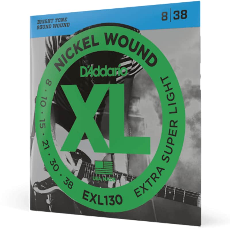 D'Addario XL Nickel Electric Guitar Strings Set 08-38 Extra Super Light EXL130 image 1