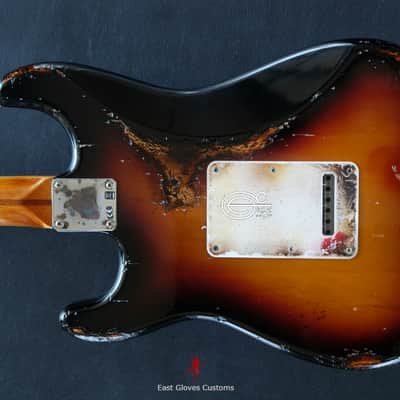 Fender Stratocaster SSH Sunburst / Pelham Blue Heavy Aged Relic by East Gloves Customs image 10