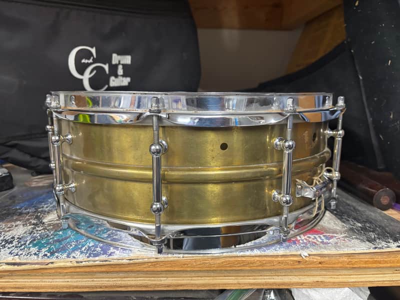Ludwig 1930s heavy brass, black beauty shell snare drum image 1