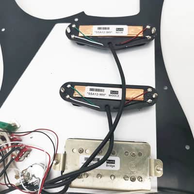 Black Pearl Strat Style Guitar Loaded Prewired Pickguard, SSH Pickups image 4