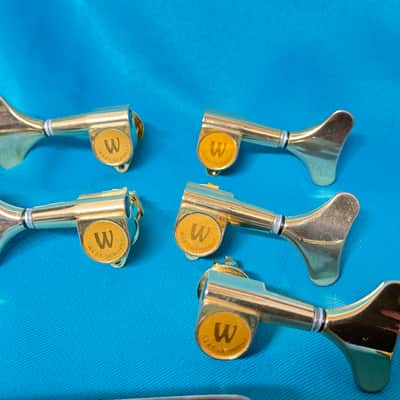 1995 Warwick 5 String Bass Hardware Kit / Set - Bridge, Tuners, Knobs - Gold Custom 3 Knob // LISTING SET #2 image 7