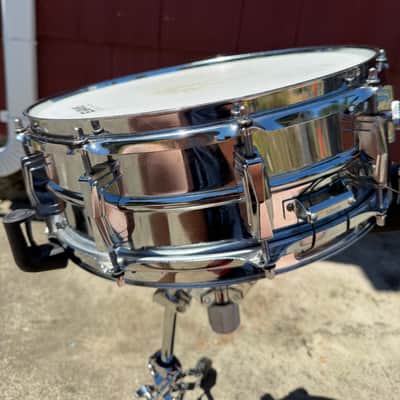 Ludwig No. 400 Supraphonic 5x14" Pointed Blue/Olive Badge 1969 - 1979 image 4