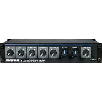 Shure SCM262 Stereo Mixer for use with 2 Microphones and 3 Stereo Sources, with Ducking and Phantom Power, AC only, Half Rack Space, Single and Dual Mount image 1