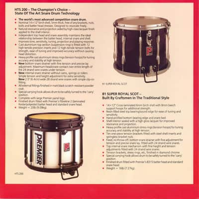 Premier14"12Lug Super Royal Scott Snare Drum Die-Cast Aluminum Resonant Rim/Hoop image 11