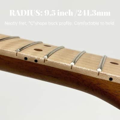 Amuic Strats Guitar Neck 22 Frets, 25.5'' Mahogany Wood Modern C Shape Electric Guitar Neck with Medium Jumbo Fret & Bone Nut for ST Style Guitar Parts Replacement image 7