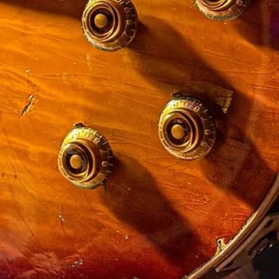 Set of 4 BURST 1959 style Hand Aged CAB Gibson Les Paul Top Hat Bell knobs gold, relic, aged, Historic Les Paul 59 Parts image 2
