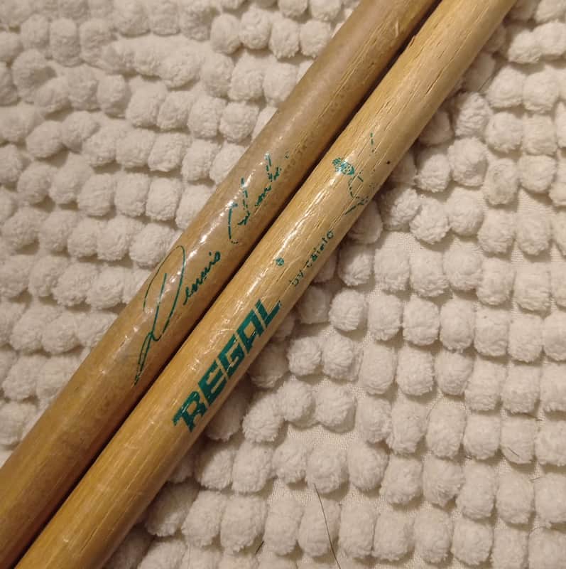 Regal Tip Very Rare and Collectable Dennis Chambers signature drum sticks 1989-1994 - Classic hickory image 1
