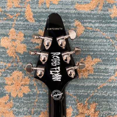 Epiphone Robb Flynn Signature "Love / Death" Baritone Flying V 2011 - Ebony with Love / Death Graphic image 12