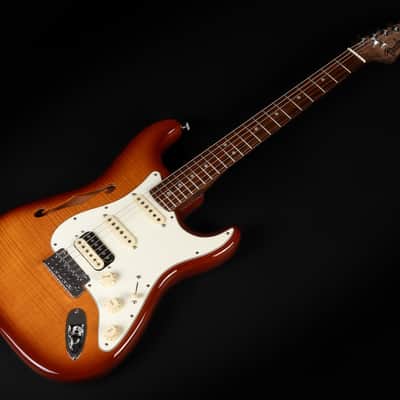 2019 Fender Rarities Series Flame Maple Top Thinline Stratocaster HSS - Violin Burst | USA Limited Edition Semi-Hollow Rosewood Neck Coil Split 3,18kg | CoA OHSC Bild 5