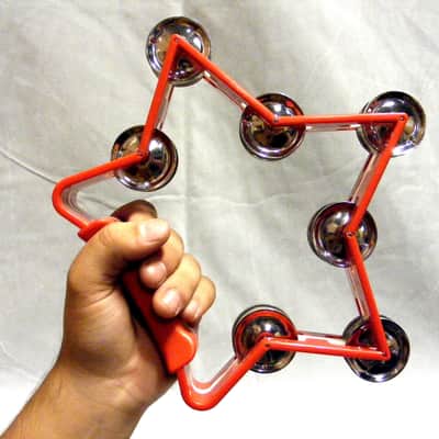 AP Pro Red Star Shaped Headless Tambourine w/ Double Row Metal Jingles image 2