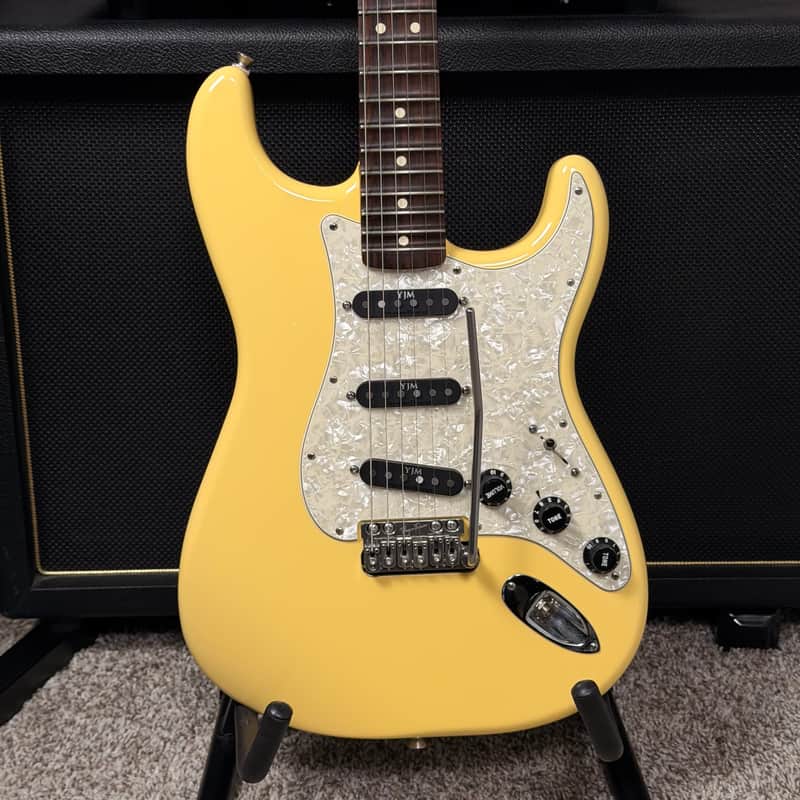 Fender Strat (Powerhouse Deluxe Body) + Scalloped Ritchie Blackmore neck – Equipped with Seymour Duncan YJM Fury pickups, custom/modded electronics, and Vega Trem bridge