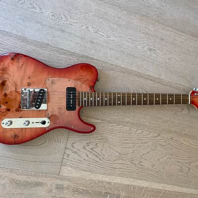 Bacchus  Tactics Telecaster Red Burl Red P90 Matching Headstock image 3