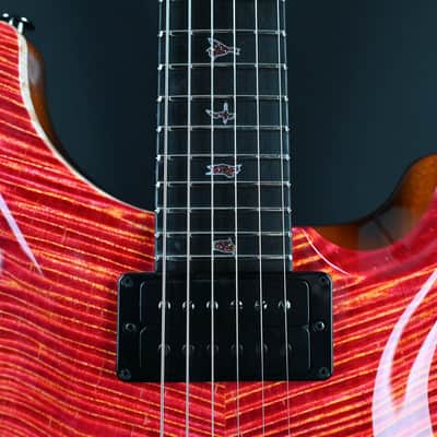 PRS Private Stock #12058 Custom 24 Raspberry Lemon Stripe w/ Reverse Chevron Flame Maple Top image 7