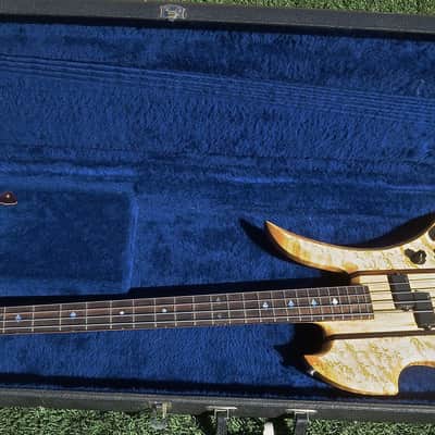 Circa 1980 BC Rich Mockingbird Longhorn Bass USA Natural Birdseye Maple image 2