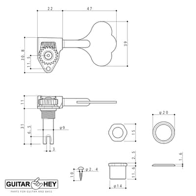 NEW Gotoh GRL510C-9 Bass L3+R2 Tuners SET 9/16" [14mm] RES-O-LITE - CHROME image 2