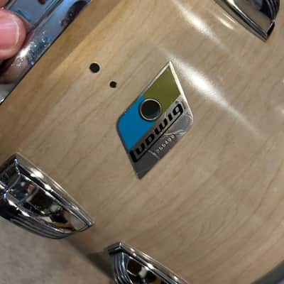 Ludwig No. 989 Big Beat Outfit 8x12 / 9x13 / 16x16 / 14x22" Drum Set (3-Ply) with Pointed Blue/Olive Badges 1973 - 1976 - Maple Cortex image 23