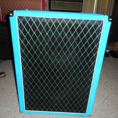 Amplified Nation 2x12 vertical cab Custom ordered with rare Vox Grill cloth (can't be ordered anymore) 2021 - Turquoise Suede image 1