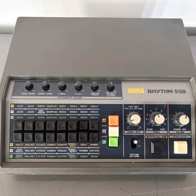 Korg KR-55B Rhythm 55B Analog Drum Machine 1980s - Gray and Blue image 1