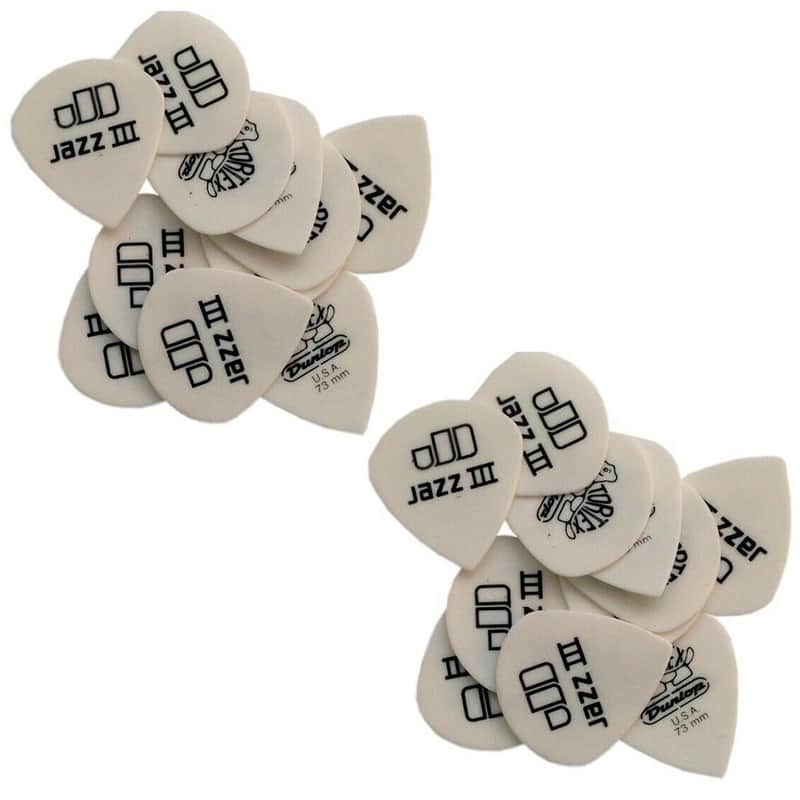 Dunlop Guitar Picks  24 Pack  Tortex White   Jazz III Size  .73mm  478P.73 Bild 1