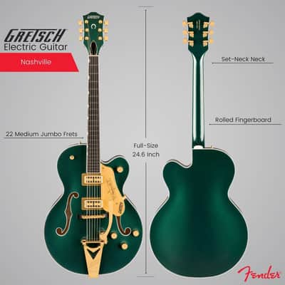 Gretsch Nashville Hollow Body Electric Guitar Cadillac Green image 3