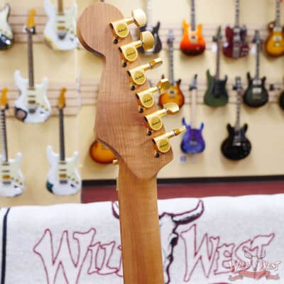 Jackson Custom Shop USA Signature Phil Collen PC Satin Stain Caramelized Flame Maple Fingerboard Satin Transparent Green image 10