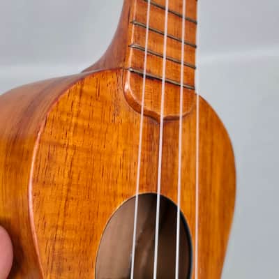 Vintage *RARE* SAM F. CHANG HONOLULU HAWAIIAN KOA 20 3/4” Soprano Ukulele w/Case image 22