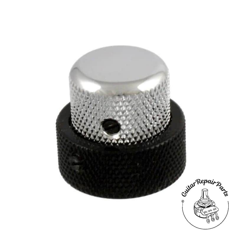 Stacked Concentric Control Knobs for CTS / SAE Pots - Black and Chrome image 1