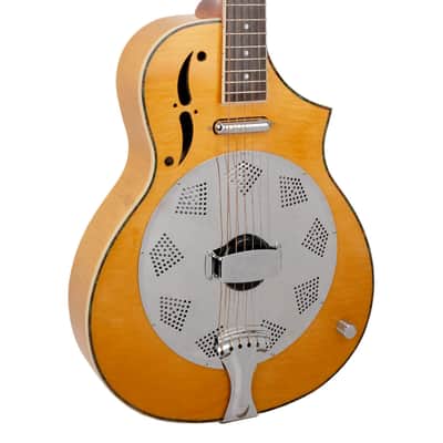 Gold Tone Mojo Flamed Solid Maple Top Mahogany Round Neck Resonator Guitar with Pickup and Case image 1