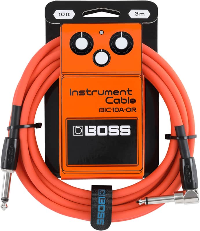 BOSS 10 Foot Instrument Cable Black, Straight/Angled - Orange image 1