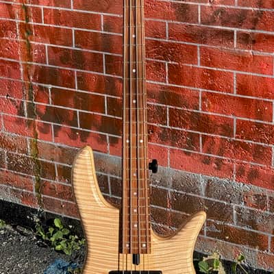 Fodera Monarch Std. 4 String Bass 2020 - gorgeous Fiddleback Maple 8 lbs. 7 oz. example by the Fodera Boyz ! image 9
