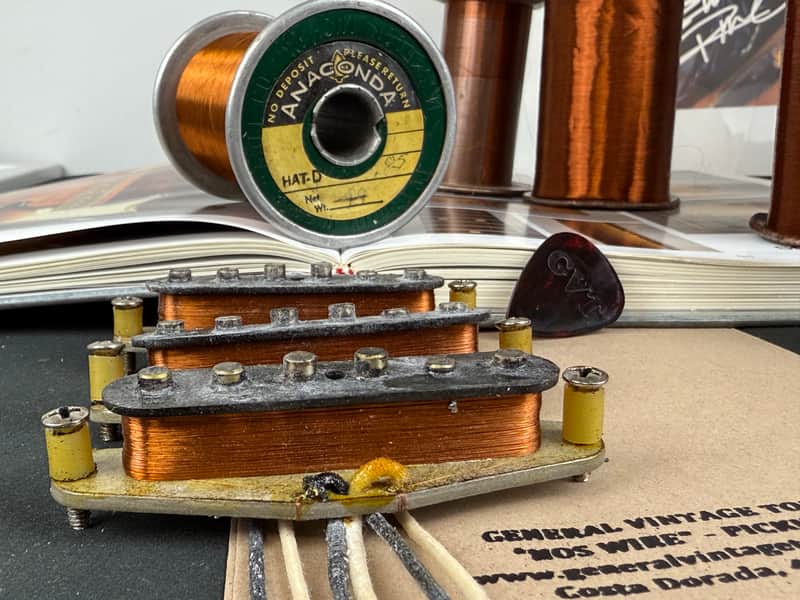 GVT “ NOS Wire “ Handwound Pickups for Stratocaster ®️ Original Pre CBS  1955 Magnet Wire Ltd. Ed. Anaconda Heavy formvar 1964 - Set No02 image 1