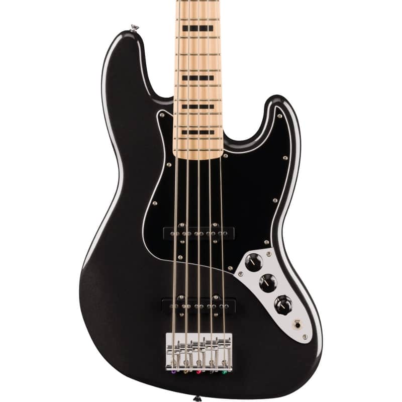 Squier Affinity Series Active Jazz Bass V 5-String Bass Guitar - Black Metallic image 1