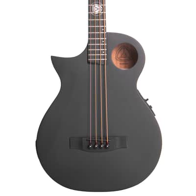 Lindo Left Handed Neptune V3 Short Scale (30") Electro Acoustic Bass Guitar & Premium HARD CASE - Matte Black image 2