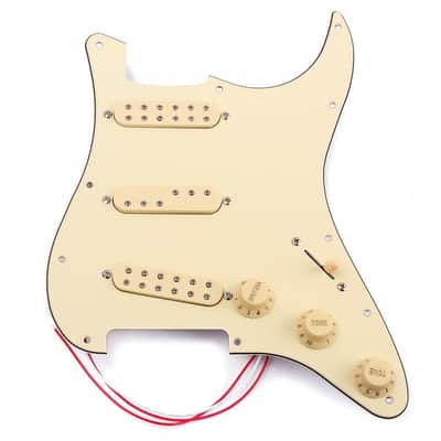 Stratocaster Style Loaded SSS Prewired Pickguard and Double Coil Pickup, Cream-Cream image 1
