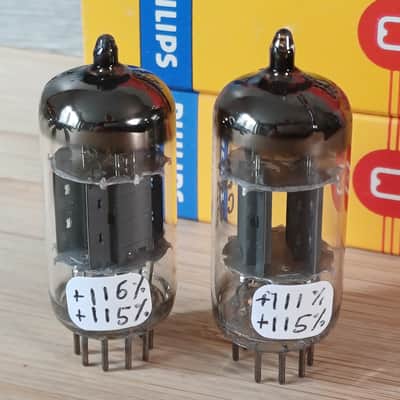 Perfect 1973 NOS NIB MULLARD Blackburn ecc83 12AX7 matched pair CLOSE CODE  UK EXTRA STRONG  Philips label, I63 model, best preamp tube, Orange Hiwatt Marshall image 3