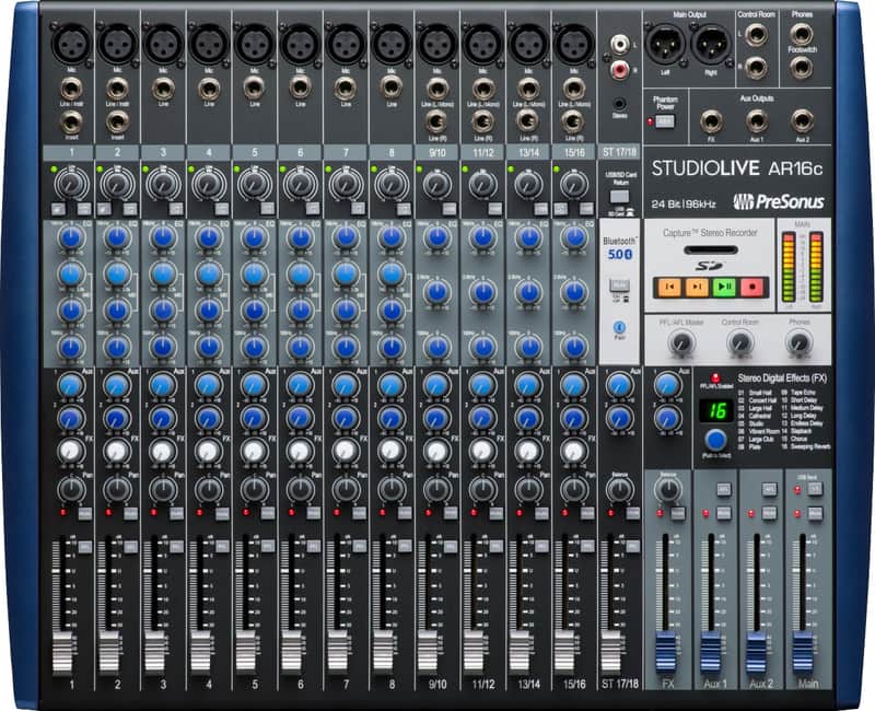 PreSonus StudioLive AR16c 18-Input Mixer / Digital Recorder / Audio Interface 2020 - Present - Gray / Blue image 1