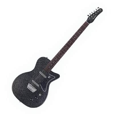 Danelectro 56 Baritone Black Metalflake with Clear Pickguard image 2