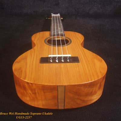 Handmade Soprano Ukulele, Solid Taiwania, Rosewood, Floral Inlay, Soft-bag, Bruce Wei UG13-2237 image 8