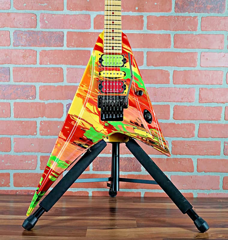 ESP PV Sexy Finger V-II Panther Signature Model of Sex Machineguns 2010 Marble Rainbow OHSC image 1