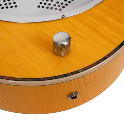 Gold Tone Mojo Flamed Solid Maple Top Mahogany Round Neck Resonator Guitar with Pickup & Hard Case image 9