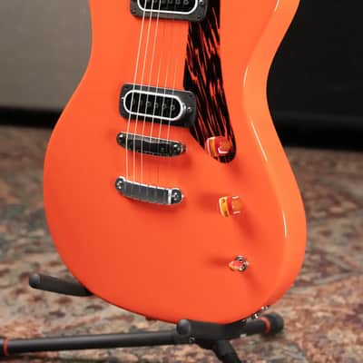 Powers Electric A-Type PF42 Hollow Body Guitar - Continental Orange with Gig Bag image 4
