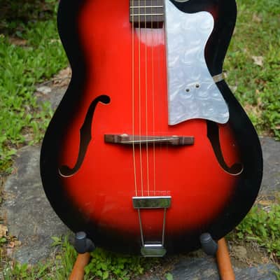 c. 1965 Vintage Eko Modello 100 Guitar, in Red Burst finish, w/a Pro Refurb setup and comes with a New Gator Black Hardshell Case image 1