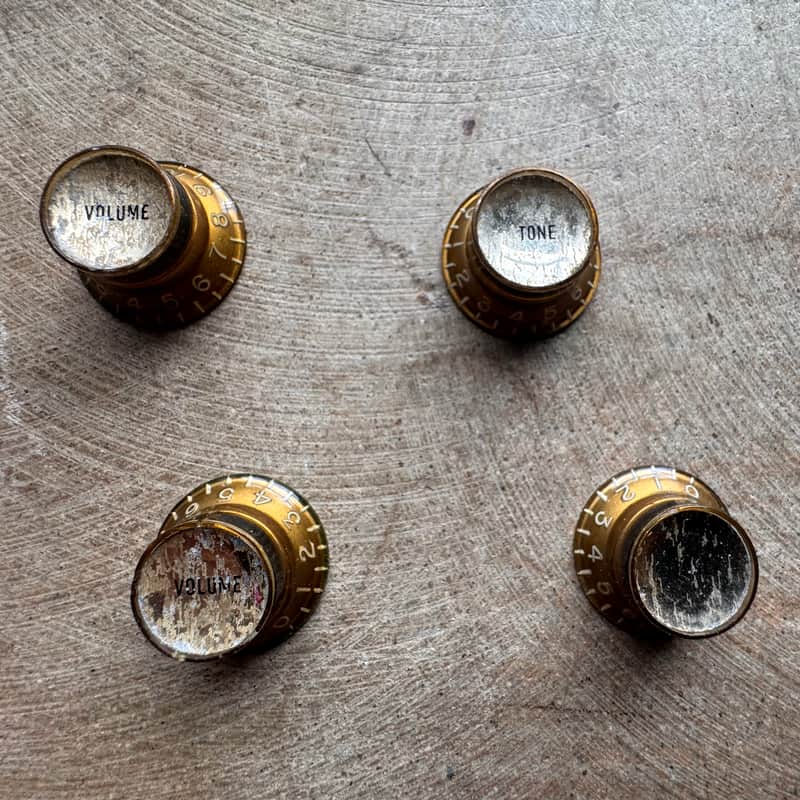 Gibson Reflector top hat knobs 60s/70s - Gold vintage set volume tone USA image 1