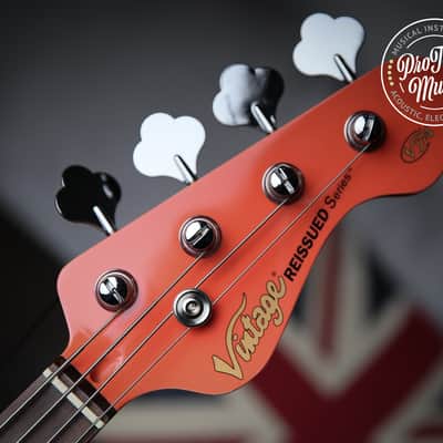 Vintage VJ74 Reissued Bass Firenza Red Matching Colour Headstock image 2